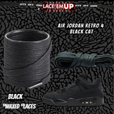 BLACK CAT Shoe Laces Spotted Splatter Cement replacement for jordan 4 black cats