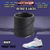 Retro 5  Grape Shoe Laces Cement replacement for AJ 5 reimagined