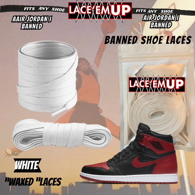 "Banned" Flat Shoe Laces replacement for jordan 1  OG BLACK TOE LACES