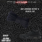 BLACK CAT Shoe Laces Spotted Splatter Cement replacement for jordan 4 black cats