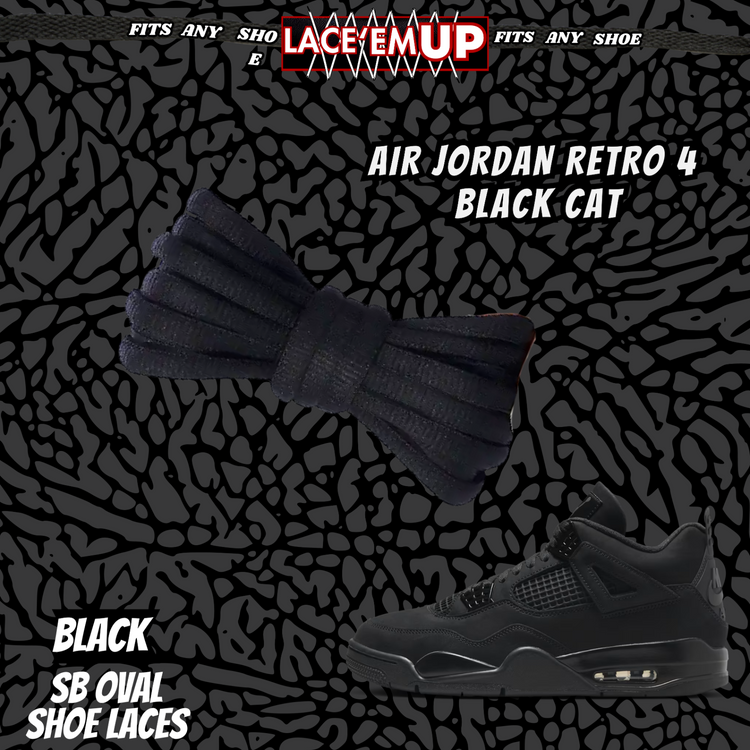 BLACK CAT Shoe Laces Spotted Splatter Cement replacement for jordan 4 black cats