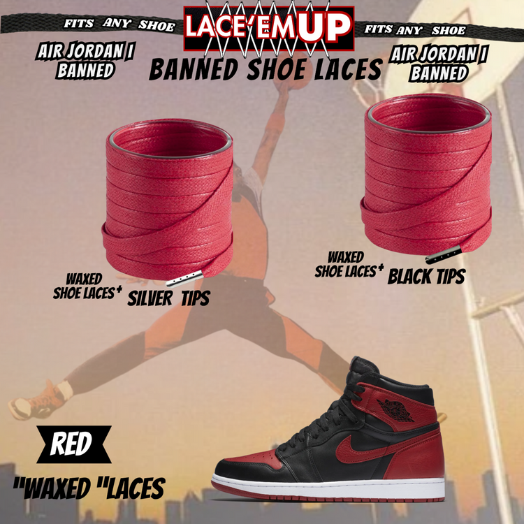 "Banned" Flat Shoe Laces replacement for jordan 1  OG BLACK TOE LACES