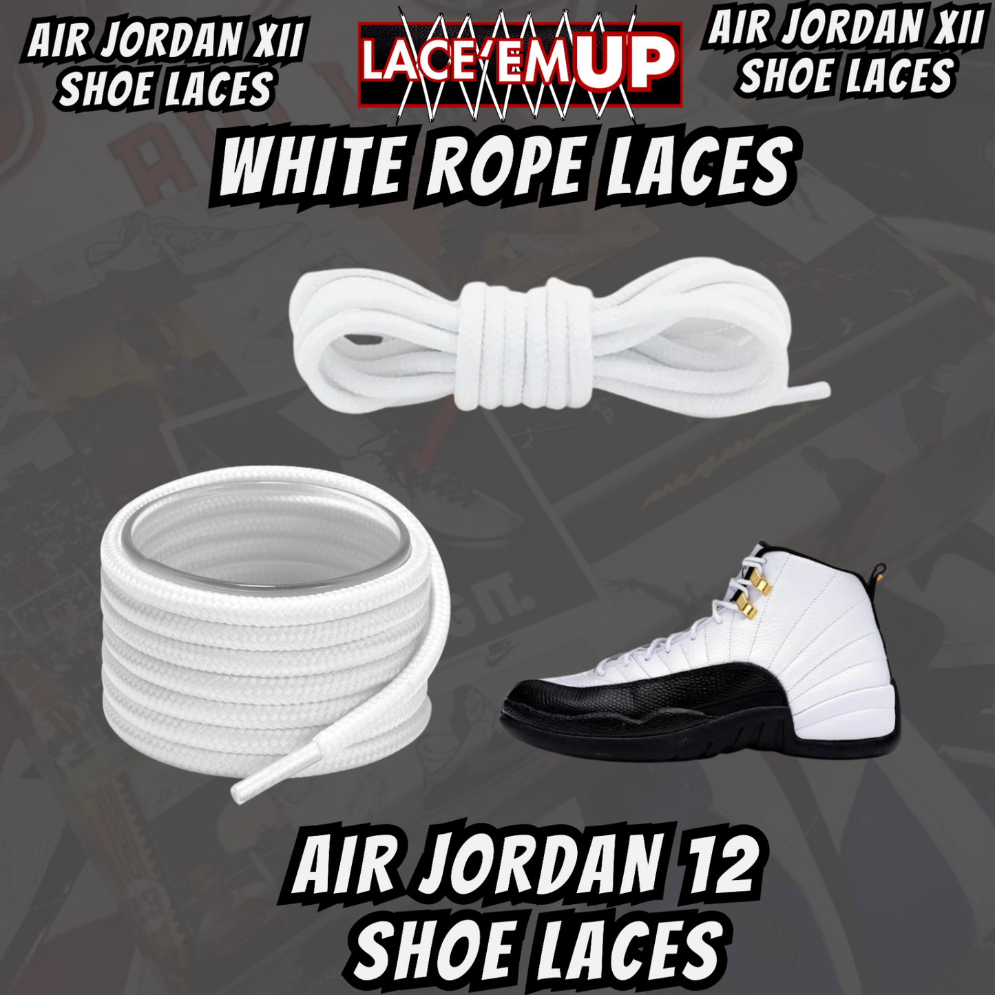 Air Jordan 12 AJ12 Premium Replacement Rope Round Shoe Laces