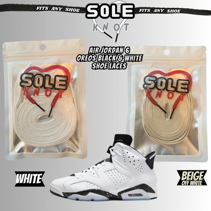 PREMIUM SHOE LACES TO MATCH AIR JORDAN 6 OREOS BLACK & WHITE,AJ CONVERSE