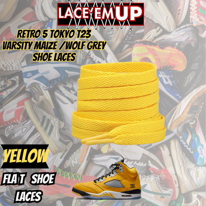 Retro 5 Tokyo T23 Varsity Maize Shoe Laces, aj5 shoe lace