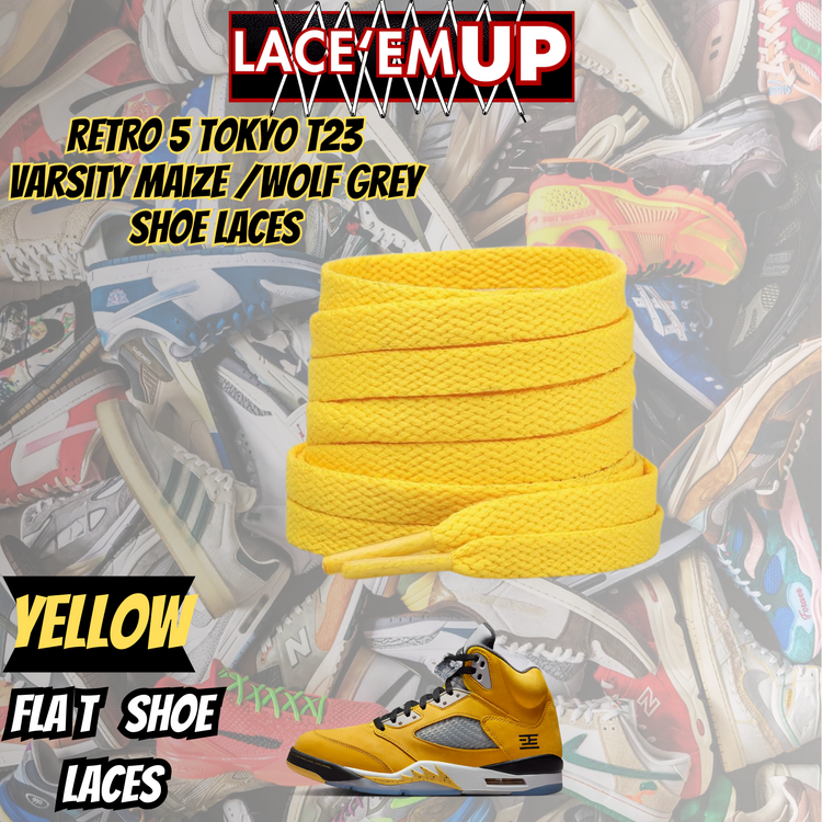 Retro 5 Tokyo T23 Varsity Maize Shoe Laces, aj5 shoe lace