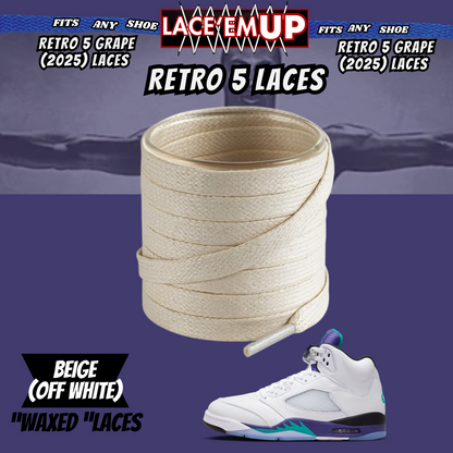 Retro 5  Grape Shoe Laces Cement replacement for AJ 5 reimagined