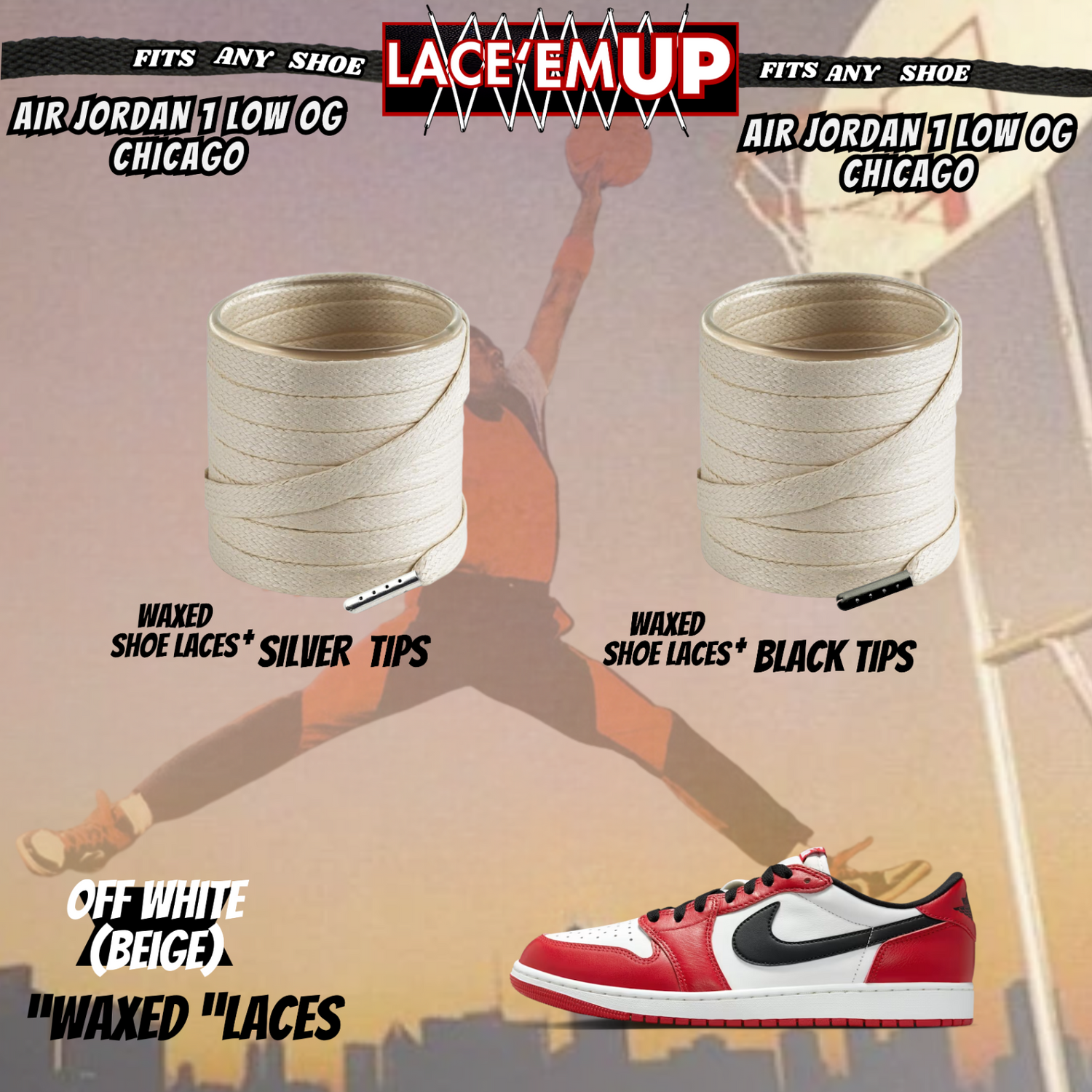 Retro 1 CHICAGO Shoe Laces Cement replacement for Retro 1  OG BLACK TOE