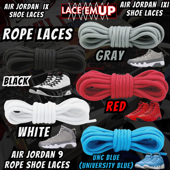 Air Jordan 9 AJ9 Premium Replacement Rope Round Shoe Laces