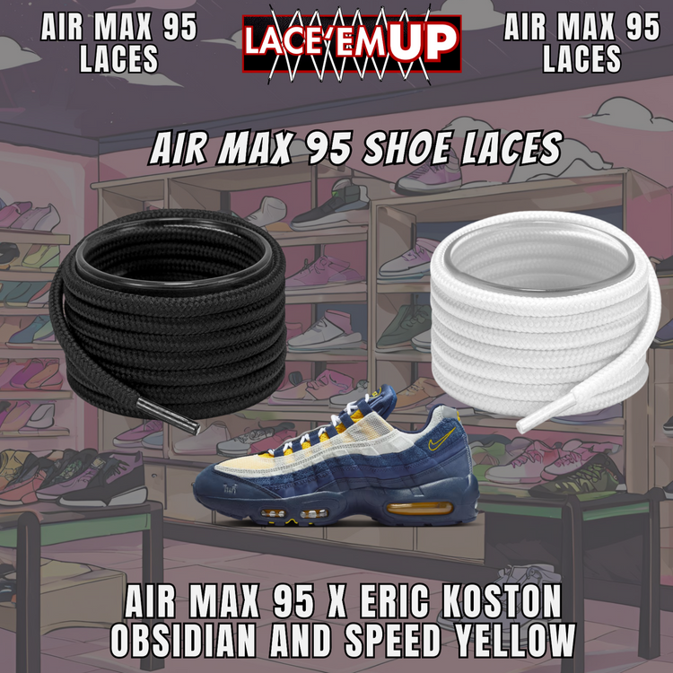 Air Max 95 Obsidian and  Shoe Laces  Premium Replacement Rope Round Shoe Laces