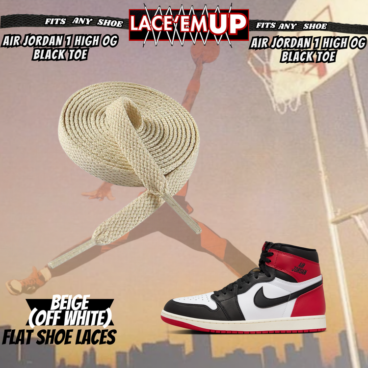 BLACK TOE Shoe Laces Cement replacement for jordan 1  OG BLACK TOE LACES