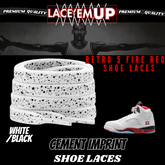 Retro 5 Fire Red Shoe Laces Spotted Splatter Cement , AJ 5 FIRE RED SHOE LACES