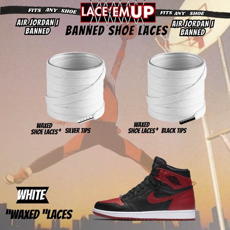 "Banned" Flat Shoe Laces replacement for jordan 1  OG BLACK TOE LACES