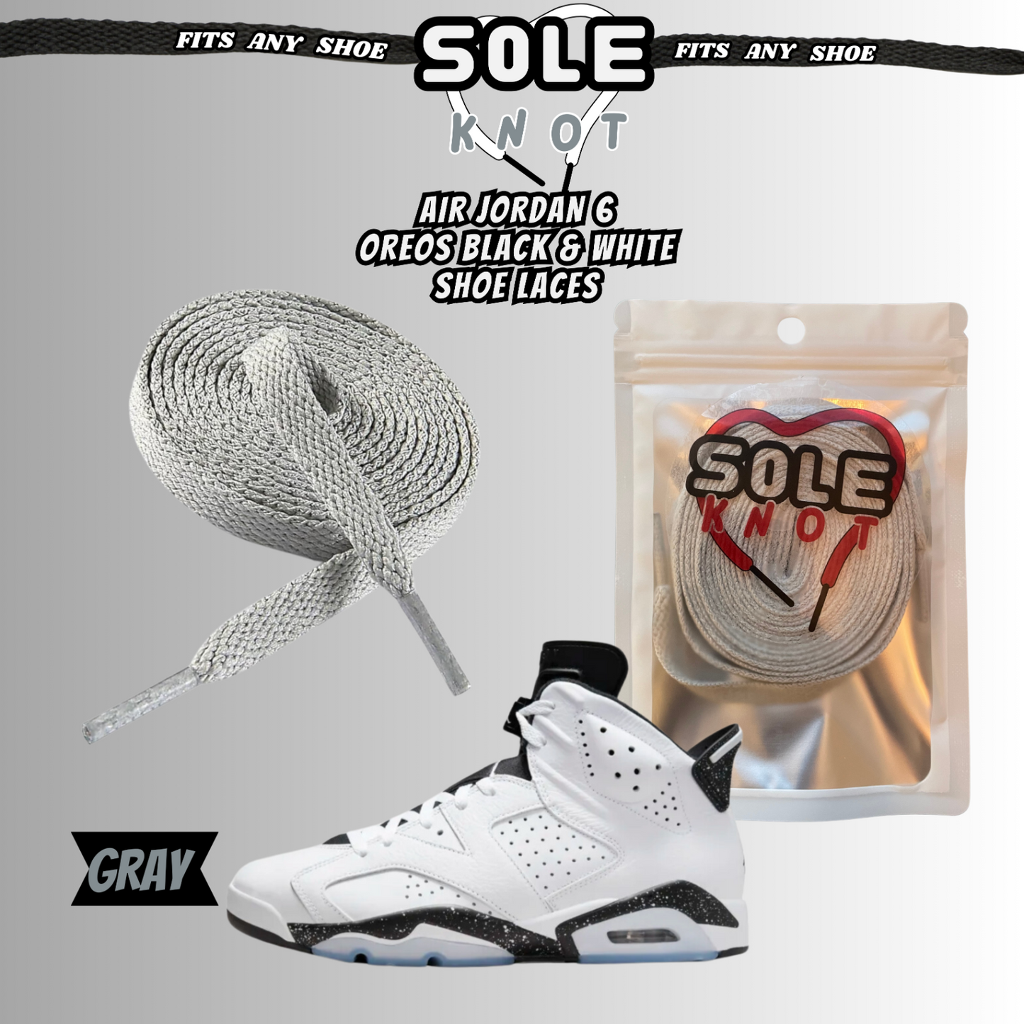PREMIUM SHOE LACES TO MATCH AIR JORDAN 6 OREOS BLACK & WHITE,AJ CONVERSE