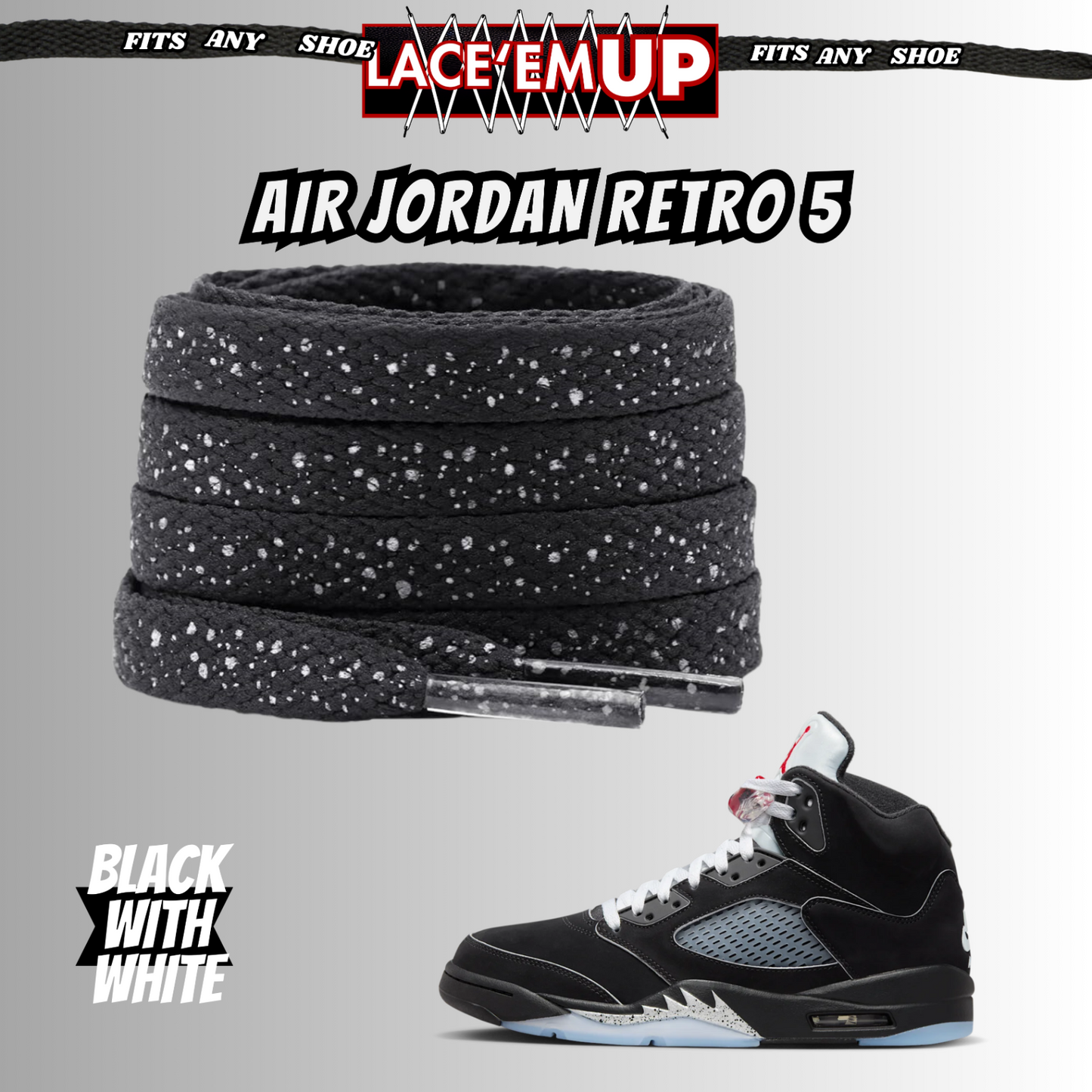 METALLICS 5'S Shoe Laces Cement replacement for jordan 5 reimagined metallic