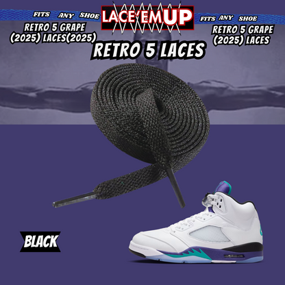 Retro 5  Grape Shoe Laces Cement replacement for AJ 5 reimagined