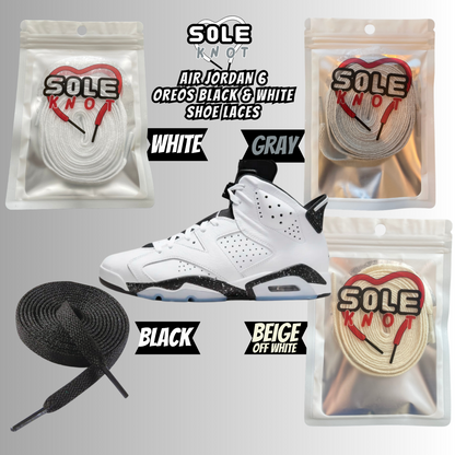PREMIUM SHOE LACES TO MATCH AIR JORDAN 6 OREOS BLACK & WHITE,AJ CONVERSE