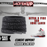Retro 5 Fire Red Shoe Laces Spotted Splatter Cement , AJ 5 FIRE RED SHOE LACES