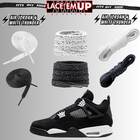 PREMIUM Shoe Laces REPLACEMENT FOR AIR JORDAN 4 THUNDER WHITE LIGHTNING