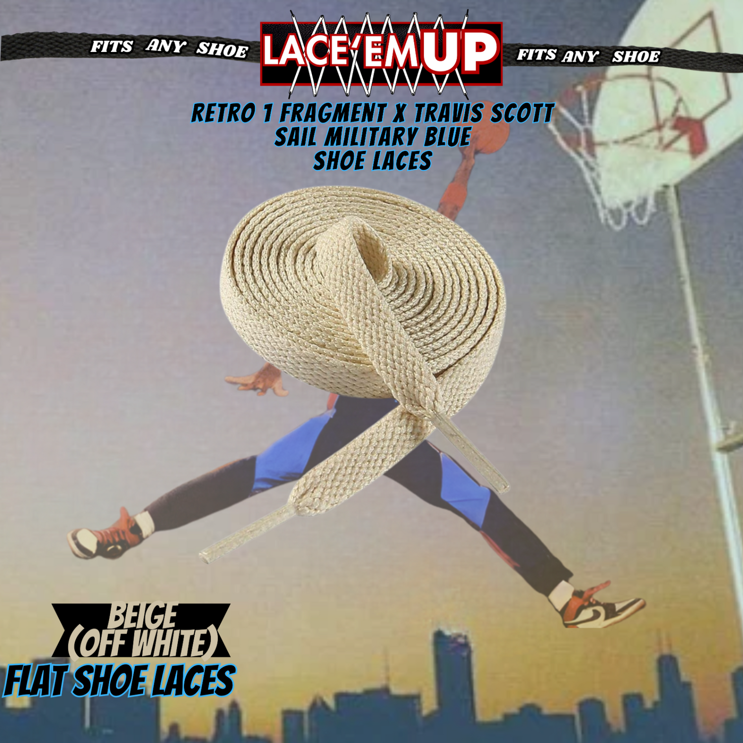 Retro 1 TS Sail Military Blue Shoe Laces replacement for AJ1 TRAVIS LACES