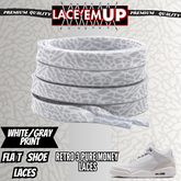 Retro 3 Pure Money Shoe Laces Spotted Splatter Cement replacement, Elephant lace
