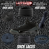 BLACK CAT Shoe Laces Spotted Splatter Cement replacement for jordan 3 black cats