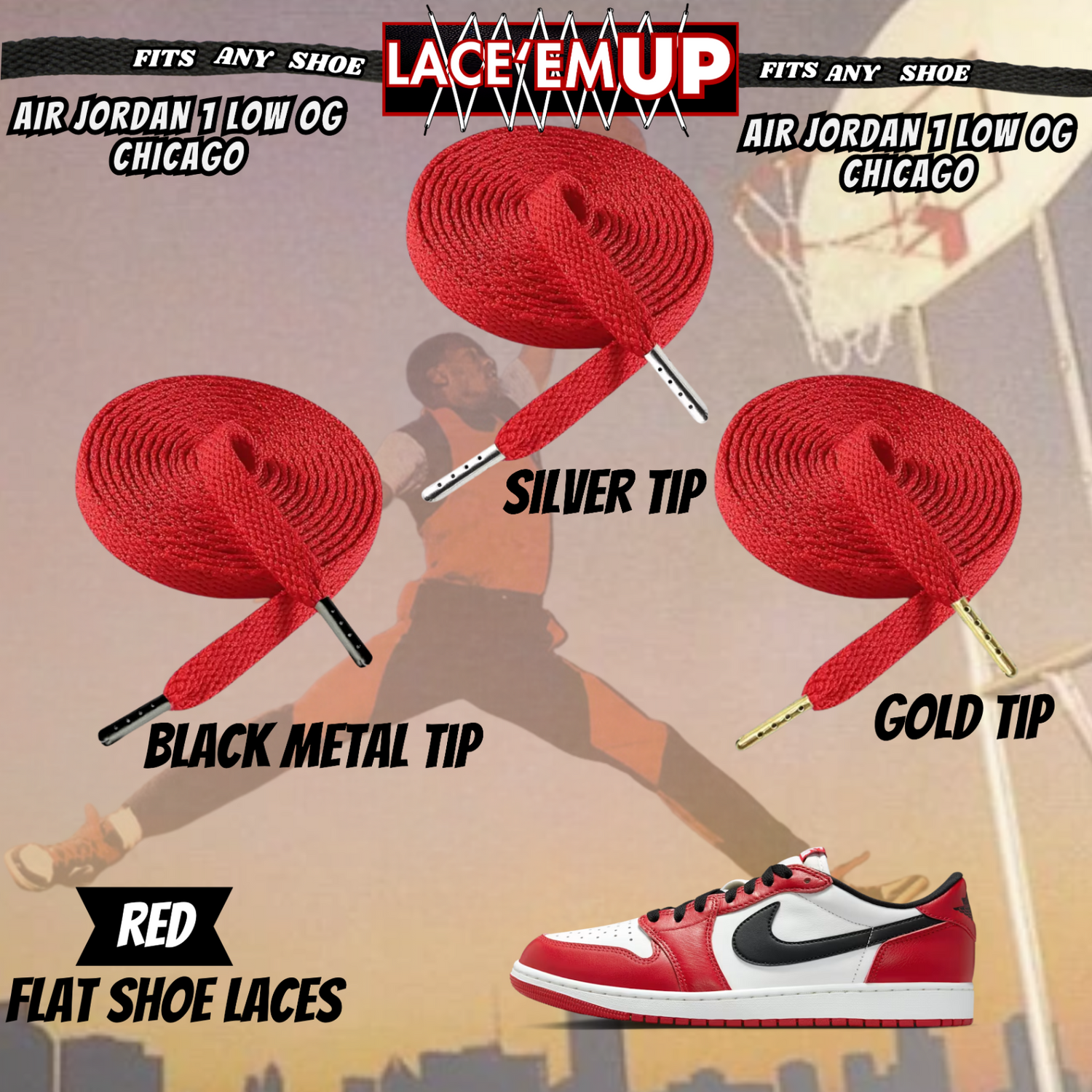 Retro 1 CHICAGO Shoe Laces Cement replacement for Retro 1  OG BLACK TOE