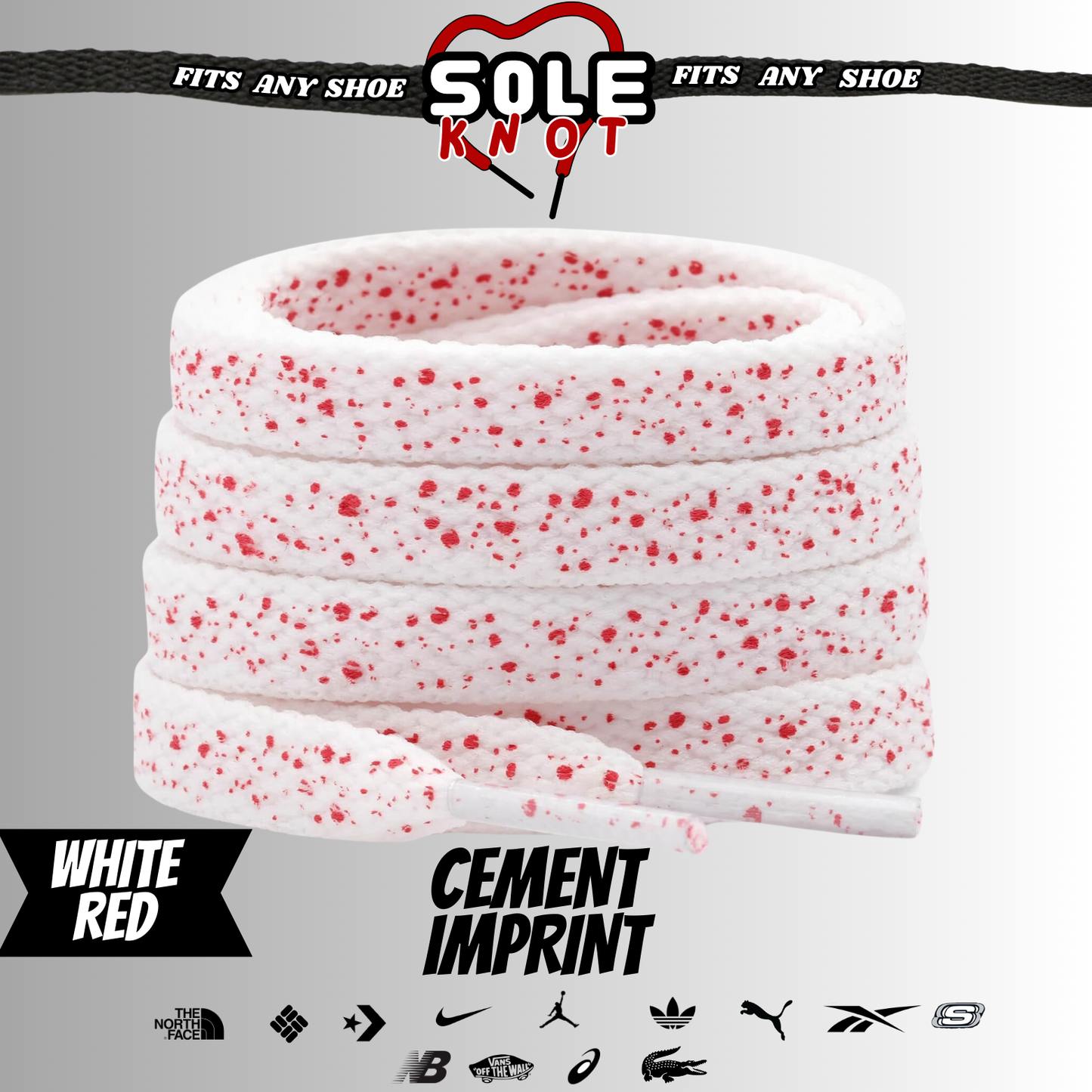SOLE KNOT- CEMENT Flat Shoe Laces Spotted Splatter Cement AJ3 AJ4 Colored Tips