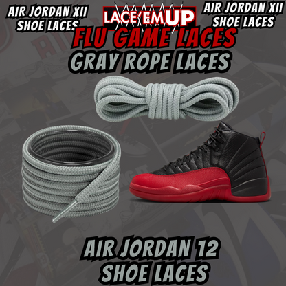 Air Jordan 12 AJ12 FLU GAME Premium Replacement Rope Round Shoe Laces