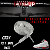 Retro 5 Fire Red Shoe Laces Spotted Splatter Cement , AJ 5 FIRE RED SHOE LACES