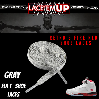 Retro 5 Fire Red Shoe Laces Spotted Splatter Cement , AJ 5 FIRE RED SHOE LACES