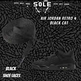 BLACK CAT Shoe Laces Spotted Splatter Cement replacement for jordan 4 black cats