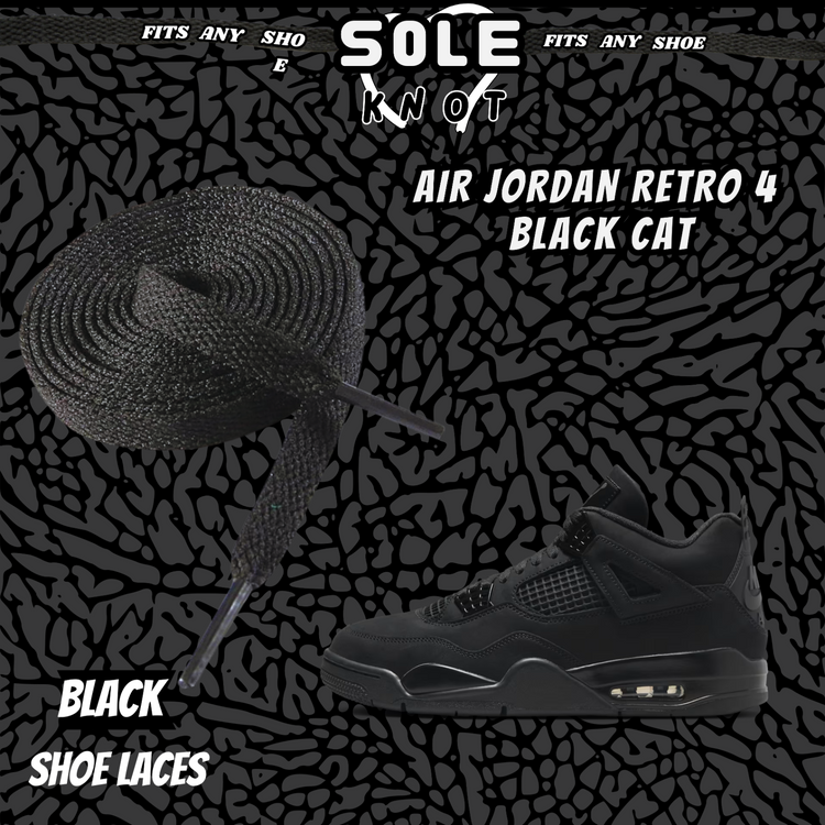 BLACK CAT Shoe Laces Spotted Splatter Cement replacement for jordan 4 black cats