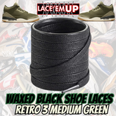 Retro 3 Medium Green Shoe Laces replacement, sneaker shoe laces. aj3,aj4,AJ12