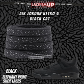 BLACK CAT Shoe Laces Spotted Splatter Cement replacement for jordan 4 black cats