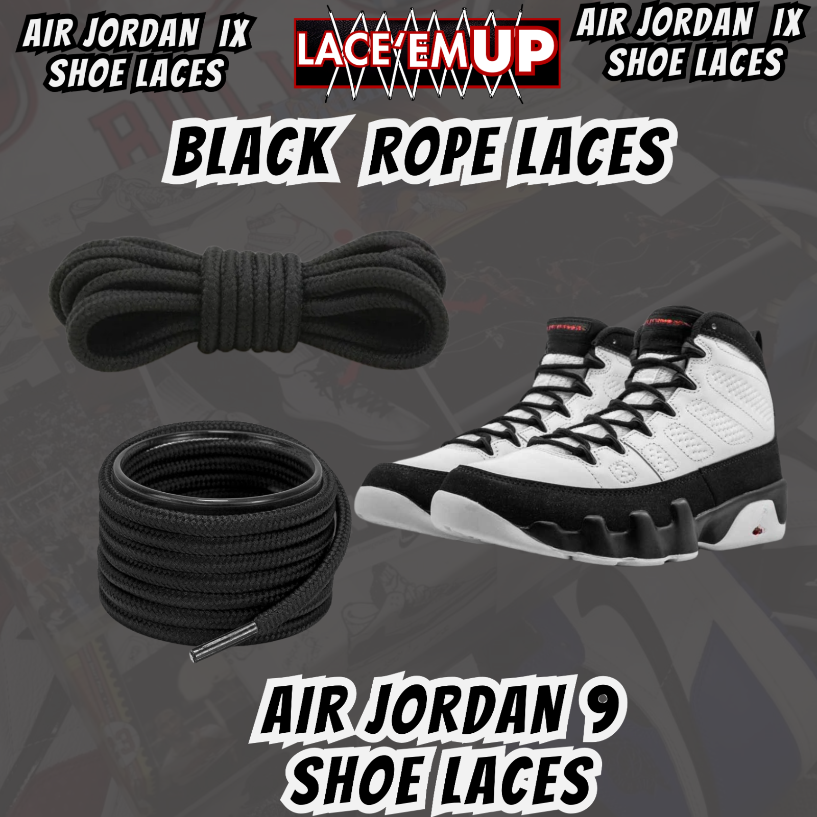Air Jordan 9 AJ9 Premium Replacement Rope Round Shoe Laces