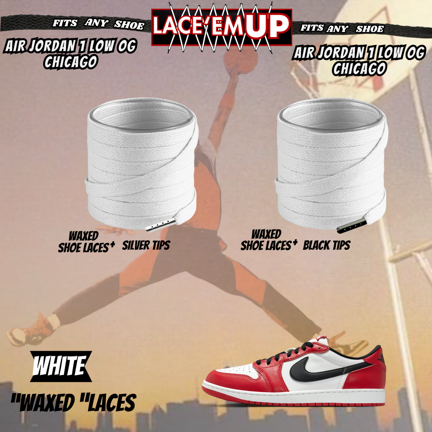 Retro 1 CHICAGO Shoe Laces Cement replacement for Retro 1  OG BLACK TOE