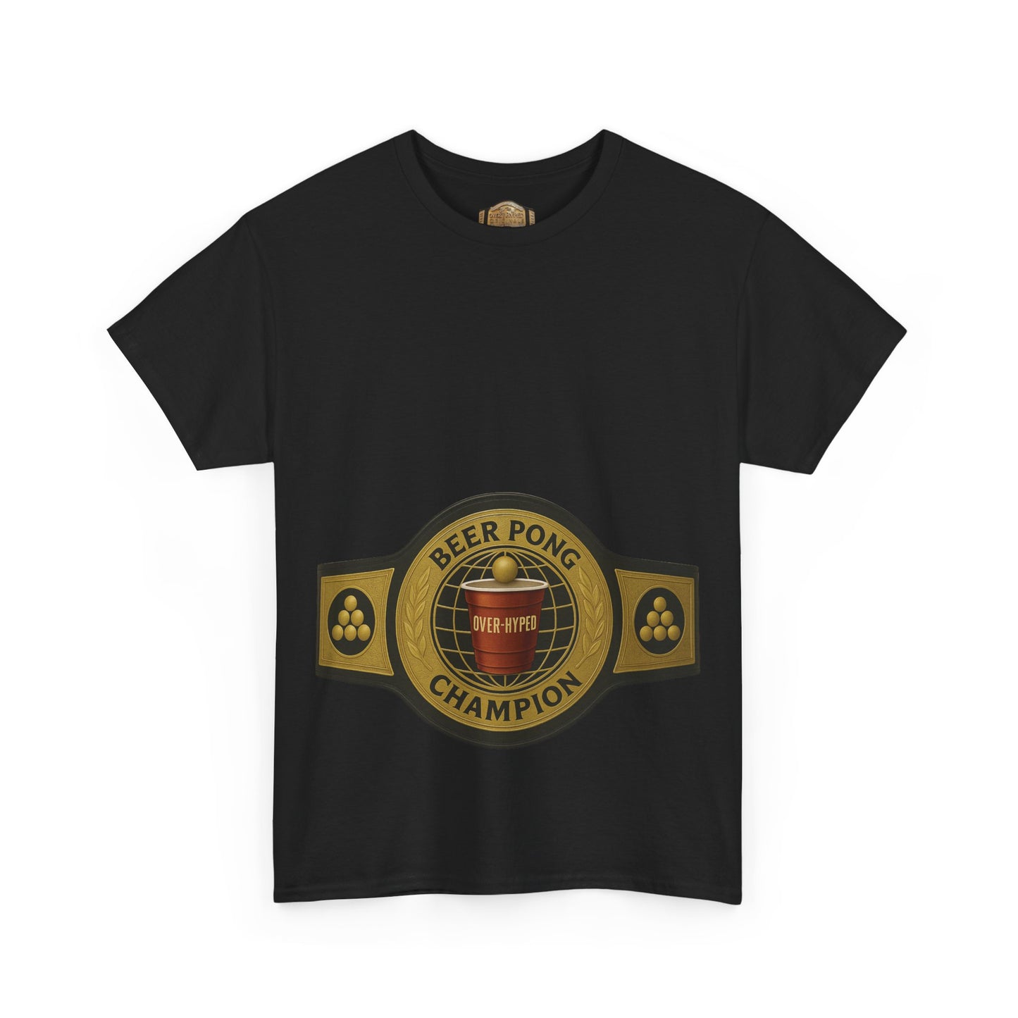 Over-Hyped Beer Pong Champion Black/Gold Shirt – Streetwear Gym Tee for Sneakerheads & Party Kings
